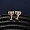 Brass Micro Pave Clear Cubic Zirconia Earrings, Real 18K Gold Plated, Shrimp, 11x8mm