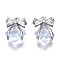 Brass Inlaid Clear Cubic Zirconia Pendants, Cadmium Free & Nickel Free & Lead Free, Bowknot, Platinum, 15x10x4mm, Hole: 1.2mm