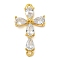 Rack Plating Brass Micro Pave Cubic Zirconia Pendants, Lead Free & Cadmium Free, Long-Lasting Plated, Corss, Real 18K Gold Plated, 27x15x5mm, Hole: 1.4mm