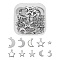 60Pcs 10 Style 304 Stainless Steel Pendants, Moon & Star, Stainless Steel Color, 6~17x6~12.5x0.7~1mm, Hole: 0.5~1.4mm, 6pcs/style
