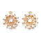 Brass Micro Pave Clear Cubic Zirconia Pendants, Long-Lasting Plated, Cadmium Free & Lead Free, Vortex, Light Gold, 20x16.5x3mm, Hole: 1.4mm