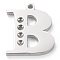 Tarnish Resistant 304 Stainless Steel Letter Pendant Rhinestone Settings, Stainless Steel Color, Letter.B, B: 15x12.5x1.5mm, Hole: 1.2mm, Fit for 1.6mm rhinestone
