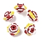 Christmas Theme Hand Drawn Acrylic with Enamel Beads, Round, Cream, 17~22.5x17~22x15mm, Hole: 3.5mm