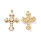Plastic Imitation Pearl Pendants, with Brass Findings, Cross Charm, Real 18K Gold Plated, 40.5x30x7mm, Hole: 3.5x5mm