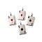 Rack Plating Brass Pendants, with Cubic Zirconia and Enamel, Rectangle with Playing Card Charm, Long-Lasting Plated, Lead Free & Cadmium Free, Platinum, 19.5x10.5x3.5mm, Hole: 4x2.5mm
