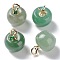 Natural Green Aventurine Pendants, with Alloy Enamel Loops, Apple, for Teacher's Day, 16x14mm, Hole: 4x2mm