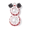 Glass Seed Beaded Snowman Pendants, with 304 Stainless Steel Jump Ring & Glass Pearl Round Beads, Red, 28x19x10mm, Hole: 2.5mm