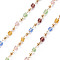 Handmade Acrylic Beaded Chains, with Brass Findings, Soldered, Spool, Square, Real 18K Gold Plated, Colorful, 2.5x2.5x2.5mm, about 16.4 Feet(5m)/roll