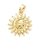 Brass Pendants, Cadmium Free & Lead Free, Sun, Real 18K Gold Plated, 19.5x17.5x4mm, Hole: 2.5x5mm