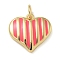 Rack Plating Brass Enamel Charms, with Jump Ring, Long-Lasting Plated, Lead Free & Cadmium Free, Heart Charms, Real 18K Gold Plated, Red, 13.5x14.5x3mm, Hole: 3mm
