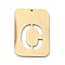 Ion Plating(IP) 304 Stainless Steel Pendants, Rectangle with Alphabet, Hollow, Letter.C, 32x22x1mm, Hole: 1.5mm