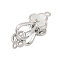 Brass Interlocking Clasps, Cadmium Free & Nickel Free & Lead Free, with Shell, Cloud, Platinum, 21x10x9mm, Hole: 1.5mm