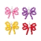 4Pcs 4 Colors Handmade Glass Seed Beaded Pendants, Bowknot Charms with Glass Pearl and Copper Wire Loops, Silver Color Plated, Mixed Color, 25.5x29.5x6.5mm, Hole: 2.5mm, 1pc/color