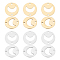 12Pcs 2 Colors 201 Stainless Steel Links Connectors, Cut, Flat Round with Moon, Golden & Stainless Steel Color, 13x1mm, Hole: 1.2mm, 6pcs/color