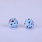 Printed Round Silicone Focal Beads, Light Steel Blue, 15x15mm, Hole: 2mm