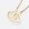 304 Stainless Steel Pendant Necklaces, Heart to Heart, with Lobster Clasps, Golden, 16.93 inch(43cm)