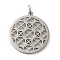 Non-Tarnish 304 Stainless Steel Pendants, with Jump Ring, Flat Round, Stainless Steel Color, Round, 33x29.5x2mm, Hole: 5.5mm