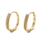 Brass Micro Pave Cubic Zirconia Hoop Earring, Light Gold, 26x4mm