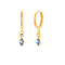 S925 Sterling Silver Teardrop Hoop Earrings, with Blue Cubic Zirconia, Golden, 20x3x10mm