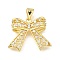 Brass Micro Pave Cubic Zirconia Pendants, Bowknot, Rack Plating, Long-Lasting Plated, Lead Free & Cadmium Free, Real 18K Gold Plated, 16.5x21x4mm, Hole: 3.5x4.5mm
