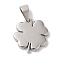 Non-Tarnish 304 Stainless Steel Pendants, Four Leaf Clover Charm, Stainless Steel Color, 20x19x3mm, Hole: 8.5x5mm
