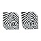 Opaque Acrylic Pendants, Black & White, Rectangle with Zebra Pattern, Black, 31x29.5x2.3mm, Hole: 1.6mm