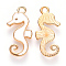 Alloy Enamel Pendants, Sea Horse, Light Gold, White, 21x11x2mm, Hole: 1.6mm