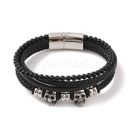 Плетеные браслеты из микрофибры и кожи BJEW-B096-06G-1