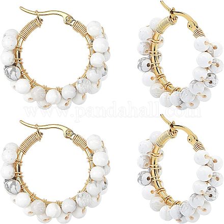 Серьги-кольца из нержавеющей стали 304 EJEW-UN0001-08G-1