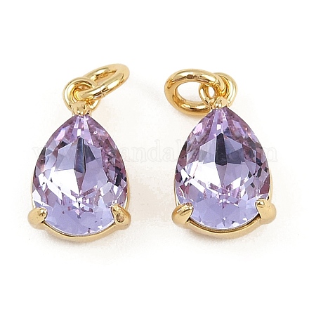 Подвески из латунного стекла в форме капли KK-L240-06G-01-1