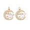 Rack Plating Brass Micro Pave Cubic Zirconia Pendants, with Enamel and Jump Rings, Cadmium Free & Lead Free & Nickle Free, Moon with Unicorn, Real 18K Gold Plated, 19x17.5x3mm, Hole: 3.6mm, 5pcs/box