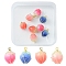 8Pcs 4 Colors Handmade Flower Bud Epoxy Resin Charms, with Brass Peg Bails and Glass Micro Beads, Golden, Mixed Color, 14~15x9~10x9~10mm, Hole: 1.2mm, 2pcs/color