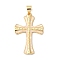 Rack Plating Brass Epoxy Resin Pendants, with Shell, Long-lasting Plated, Cadmium Free & Lead Free, Real 18K Gold Plated, Cross, White, 29.5x19.5x2mm, Hole: 4x3mm