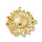 Rack Plating Brass Pendants, Long-Lasting Plated, Lead Free & Cadmium Free, Sunflower Charms, Real 18K Gold Plated, 22.5x23.5x4mm, Hole: 1mm