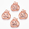 Tibetan Style Halloween Pumpkin Jack-O'-Lantern Alloy Pendants, Lead Free & Cadmium Free, Rose Gold, 18x16x3mm, Hole: 1.8mm, about 5950pcs/5000g