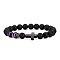 Cross Natural Obsidian & Dyed Tiger Eye Stretch Bracelet, Purple