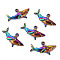 Alloy Pendants, Cadmium Free & Nickel Free & Lead Free, Shark, Rainbow Color, 19x32x5mm, Hole: 1.8mm