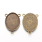 Tibetan Style Alloy Cabochon Connector Settings, Cadmium Free & Nickel Free & Lead Free, Oval, Antique Bronze, Tray: 30x40mm, 47x32x2mm, Hole: 3mm, about 180pcs/1000g