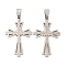 201 Stainless Steel Pendants, Cross Charm, Anti-Tarnish, Stainless Steel Color, 40x25x1mm, Hole: 9x4.5mm