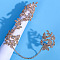 Leaf & Butterfly Alloy with Crystal Rhinestone Finger Rings, Golden, Inner Diameter: 18mm