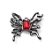 Gothic Rack Plating Alloy Pendants, with Red Rhinestone, Butterfly, Gunmetal, 22x24.5x6mm, Hole: 1.6mm