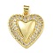 Rack Plating Brass Micro Pave Clear Cubic Zirconia Pendants, Long-Lasting Plated, Lead Free & Cadmium Free, Heart, Real 18K Gold Plated, 24x22.5x7mm, Hole: 4x3.5mm