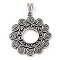 304 Stainless Steel Pendants, with 201 Stainless Steel Snap on Bails, Flower Charms, Antique Silver, 45x40.5x2.5mm, Hole: 8x4mm