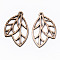 Unfinished Hollow Wood Big Pendants, Undyed, Laser Cut Wood Shapes, Leaf, Antique White, 65x41x2.5mm, Hole: 2mm