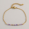 Natural Amethyst Beads Link Bracelets, 304 Stainless Steel Cable Chain Jewelry for Women