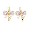Brass Micro Pave Cubic Zirconia Pendants, Cadmium Free & Nickel Free & Lead Free, Real 18K Gold Plated, Bowknot, Lavender, 13x13x3.5mm, Hole: 5x3mm