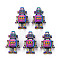Alloy Pendants, Cadmium Free & Nickel Free & Lead Free, Robot, Rainbow Color, 18x11.5x4mm, Hole: 1mm