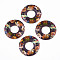 Printed Wood Pendants, Donut with Animal Pattern, Coconut Brown, 45x5mm, Hole: 1.6mm
