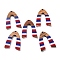 Independence Day Opaque Striped Resin & Walnut Wood Pendants, Geometric Charms, Triangle, 37.3x29x3.5mm, Hole: 2mm