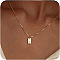 304 Stainless Steel Box Chain Necklaces, 201 Stainless Steel Rectangle Initial Pendant Necklaces for Women, Real 18K Gold Plated, Letter T, 15.75 inch(40cm)